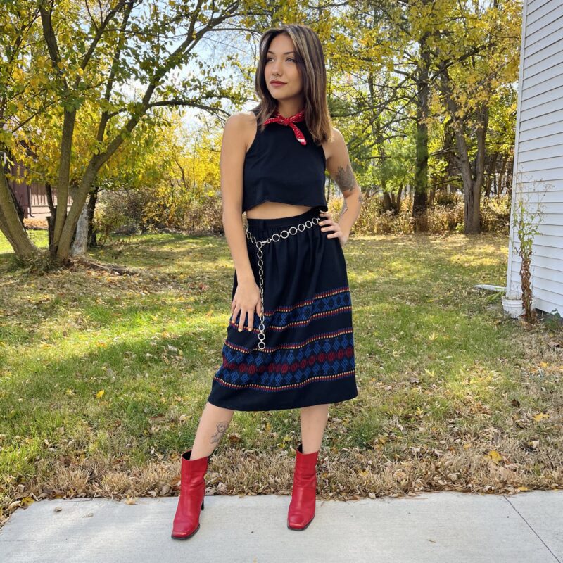 1970s printed flannel skirt, Size 25”