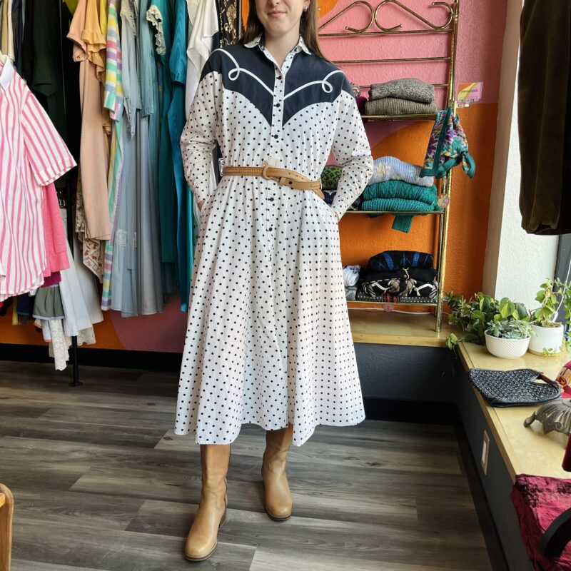1980s Polka Dot Western Dress