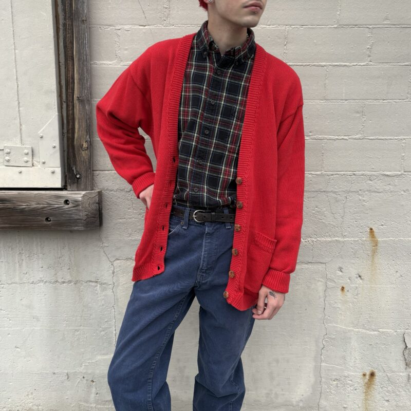 1980s red cotton cardigan