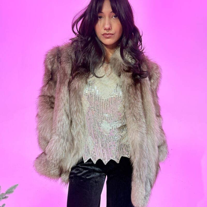 1980s Silver Fox fur coat