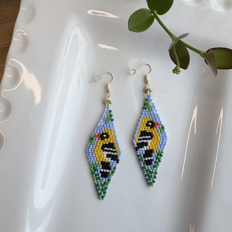Kathleen Embrey beaded goldfinch earrings