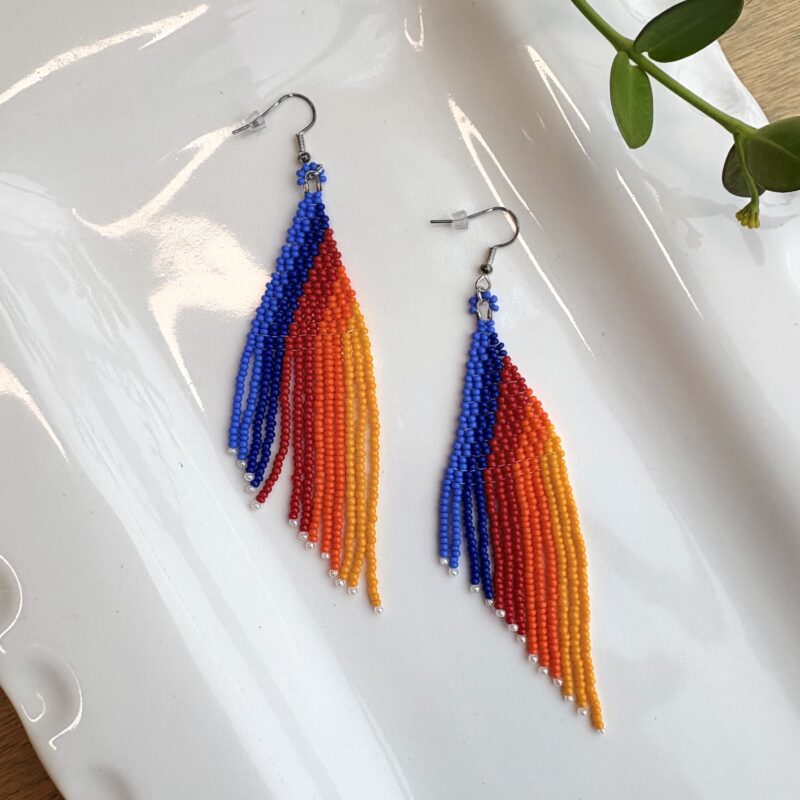 Kathleen Embrey Beaded diagonal fringe earrings