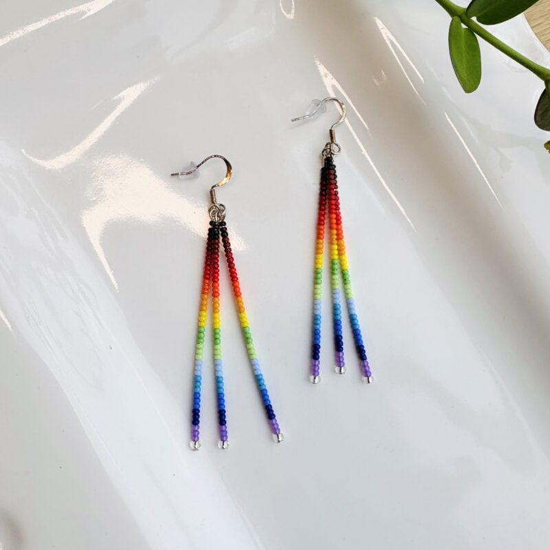 Kathleen Embrey beaded rainbow earrings