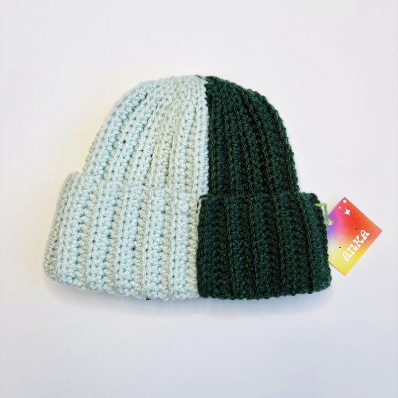anka snider green two-tone beanie