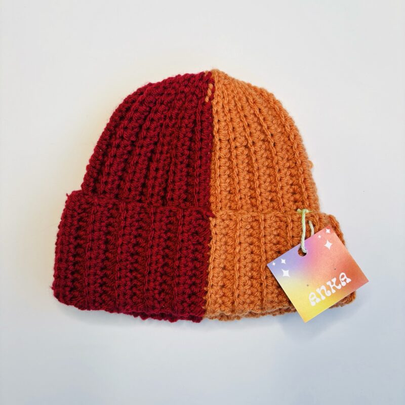 anka snider orange/red two-tone beanie