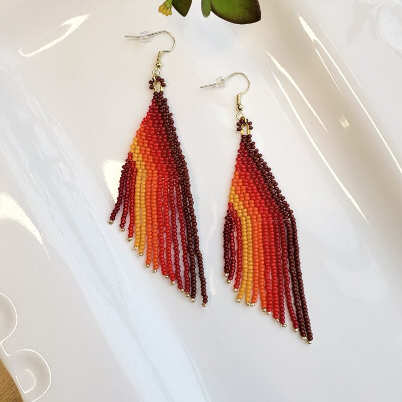 Kathleen Embrey Gradient Diagonal Fringe Earrings