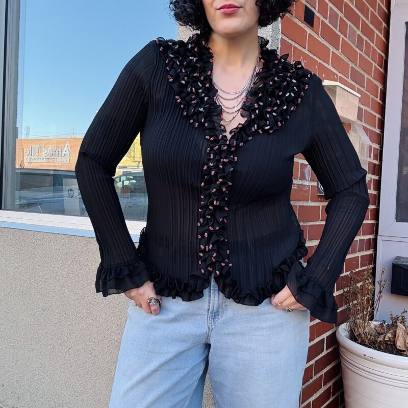 Y2k beaded ruffle blouse