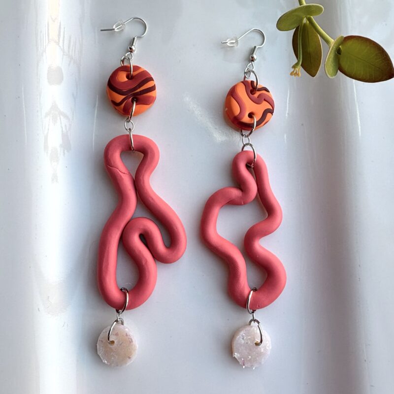 Jessica Janzer Pink Squiggle Earrings