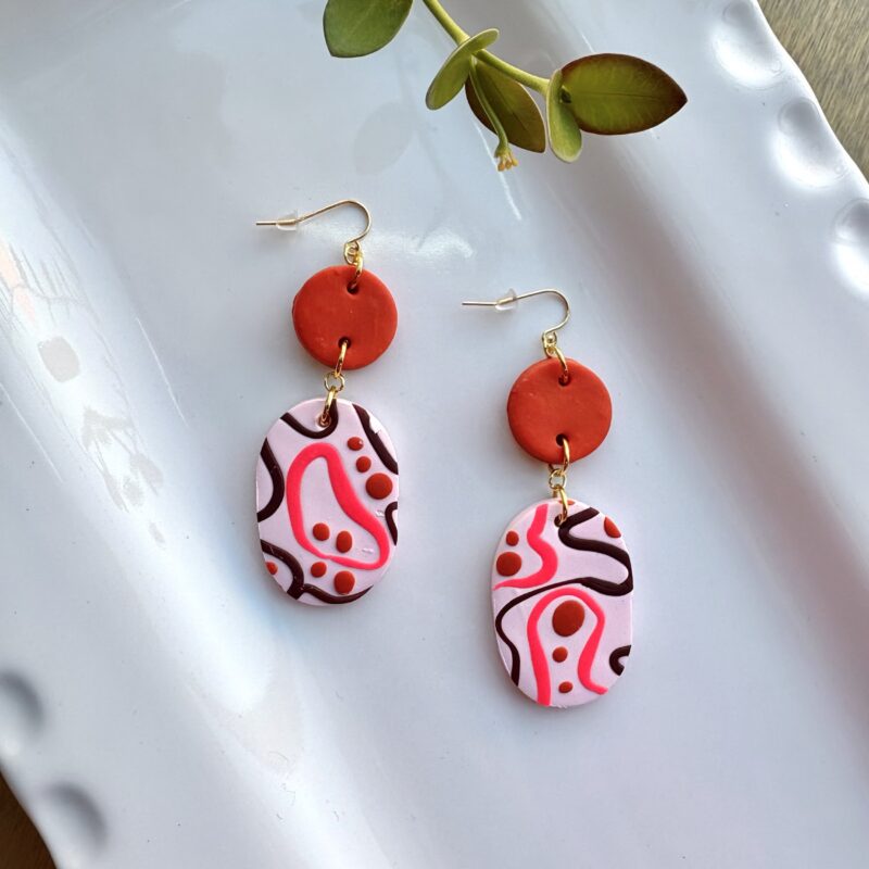 Jessica Janzer Red/Pink Abstract Earrings