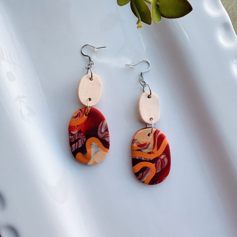 Jessica Janzer Peach/Red Abstract Earrings