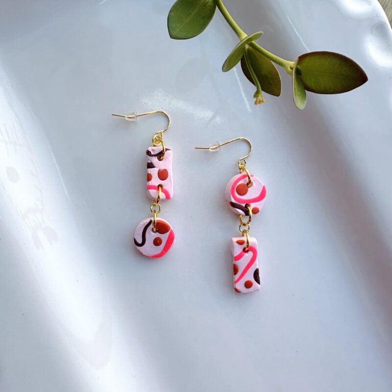 Jessica Janzer Asymmetrical Pink abstract earrings