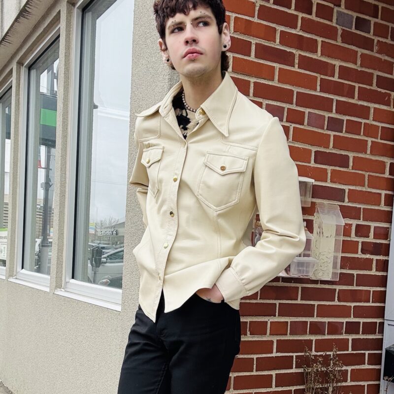 1970s faux leather shacket