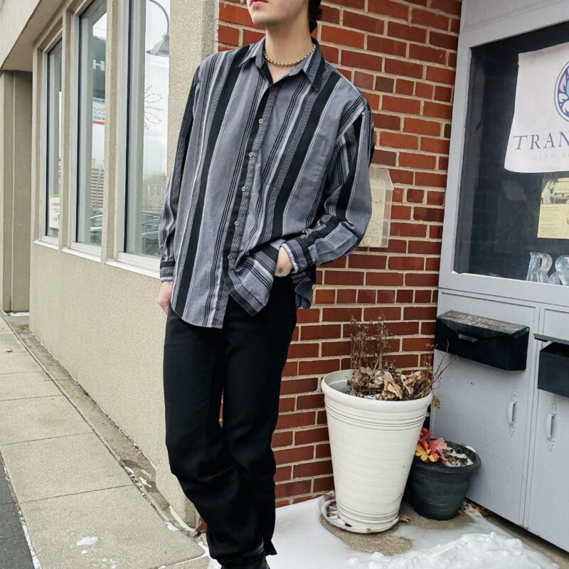 1990s striped button up shirt