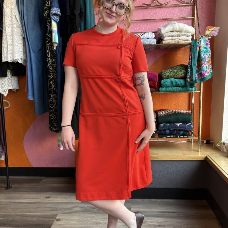 1960s Red Shift Dress