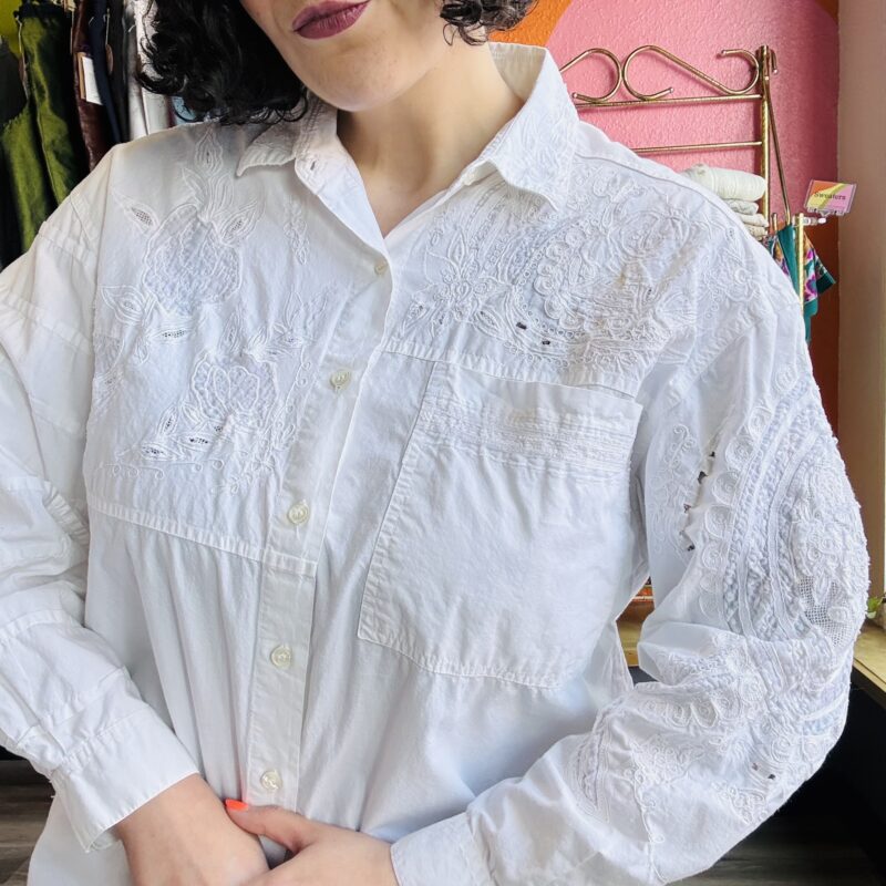 1990s Monochromatic Embroidered Shirt