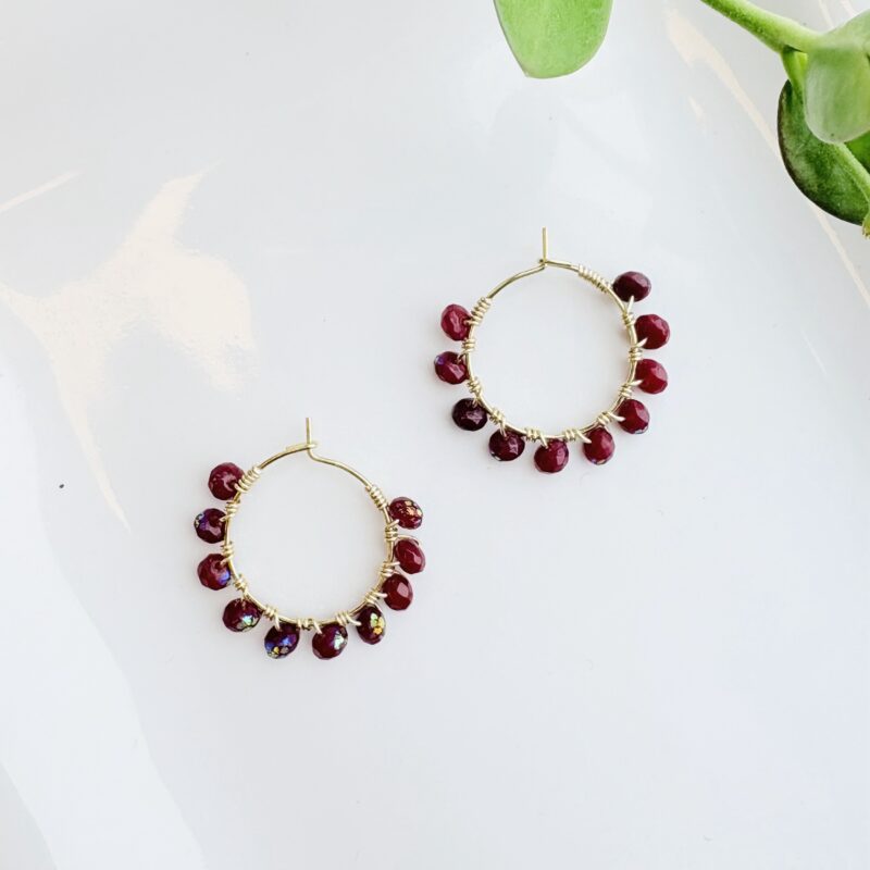 Anka Snider Iridescent maroon hoop earrings