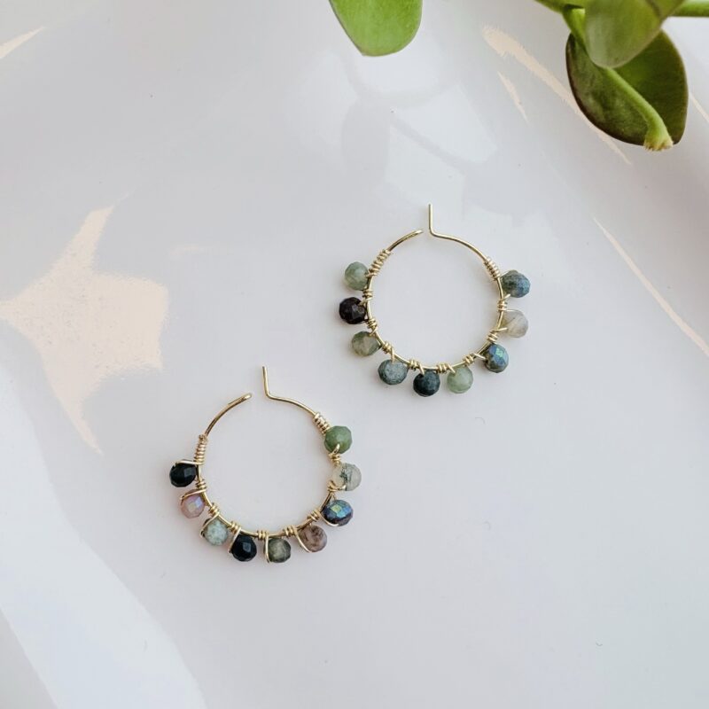 Anka Snider earthtone gemstone hoop earrings
