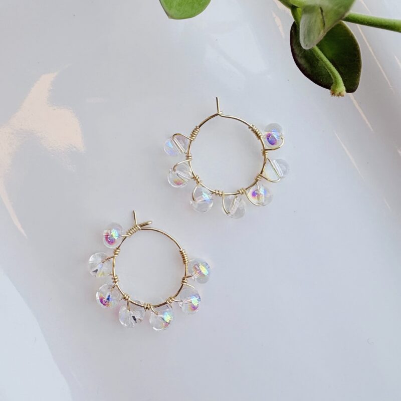 Anka Snider Eridescent clear hoop earrings