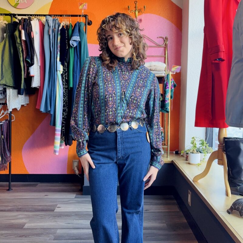 70s/80s Victorian floral blouse