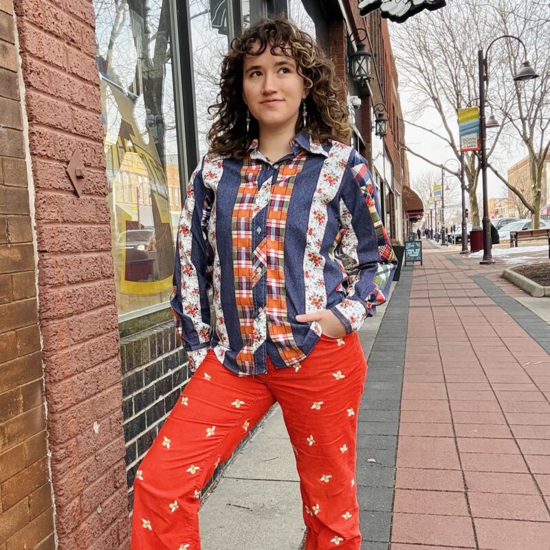 1970s Patchwork Print, Button Up Shirt