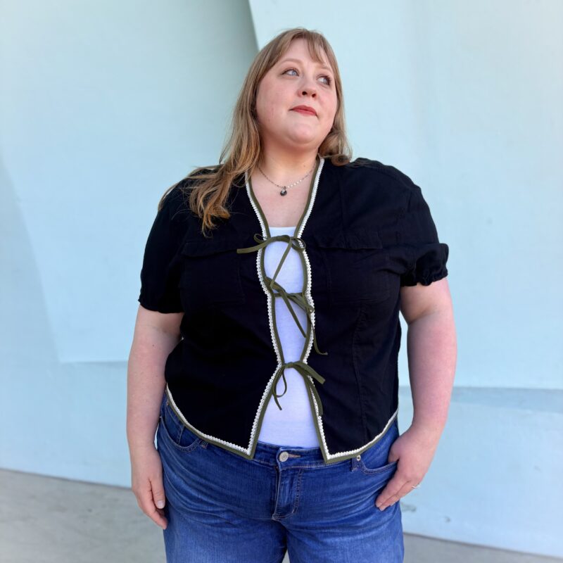 Mujer Desierto x TSE black primavera top, Size 2X