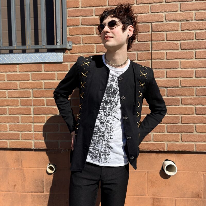 1980s Black Lace-up Blazer