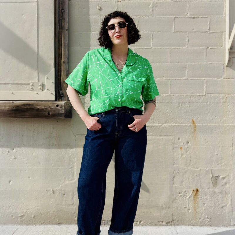 1980s green abstract shirt