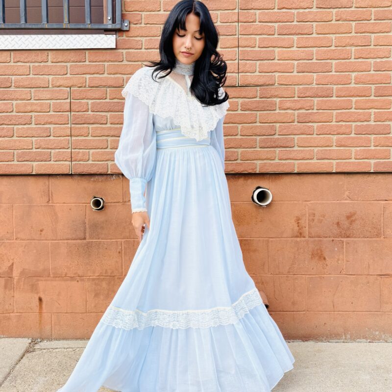 1970s lacey prairie dress
