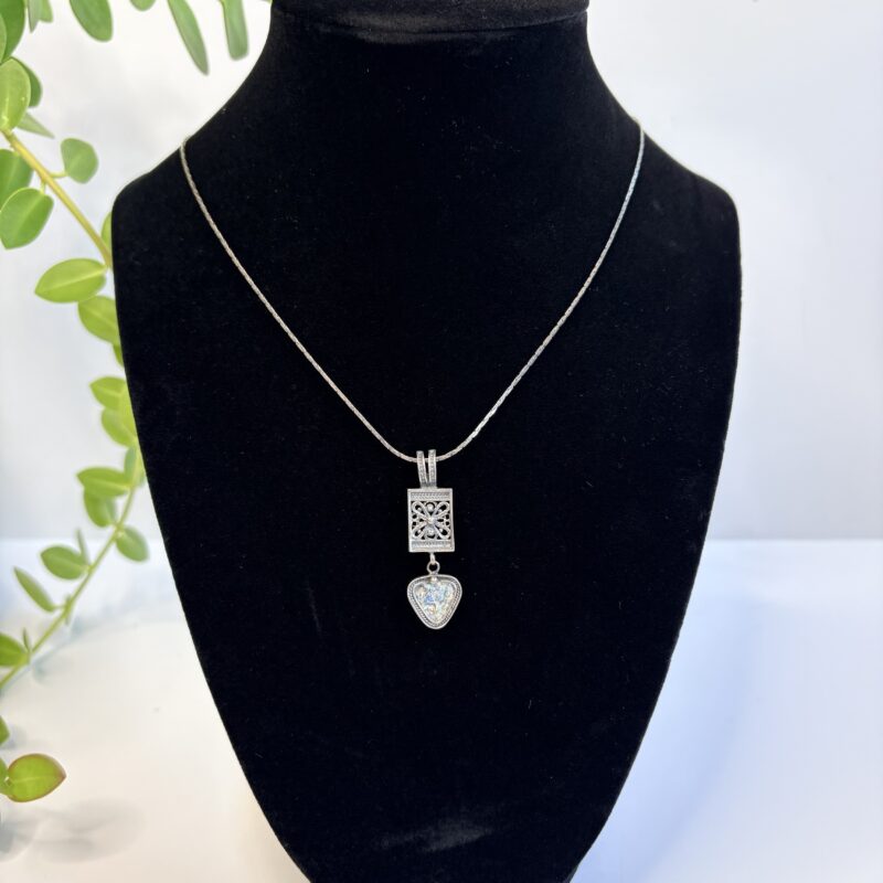 Vintage iridescent triangle pendant necklace