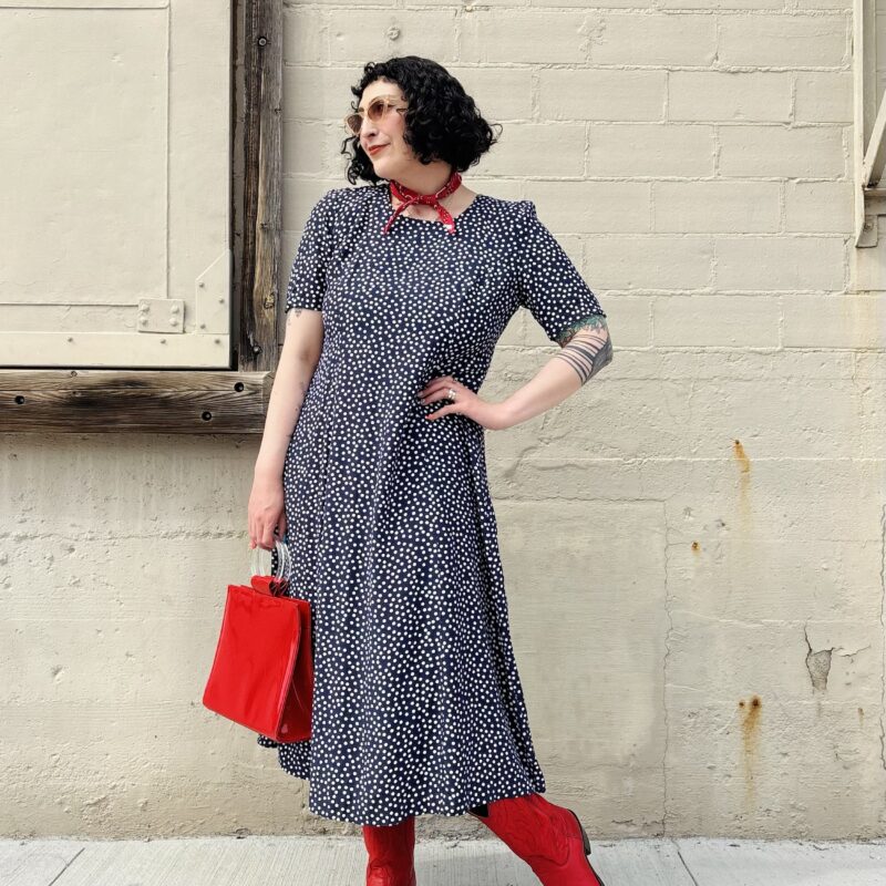 1980s polka dot maxi dress