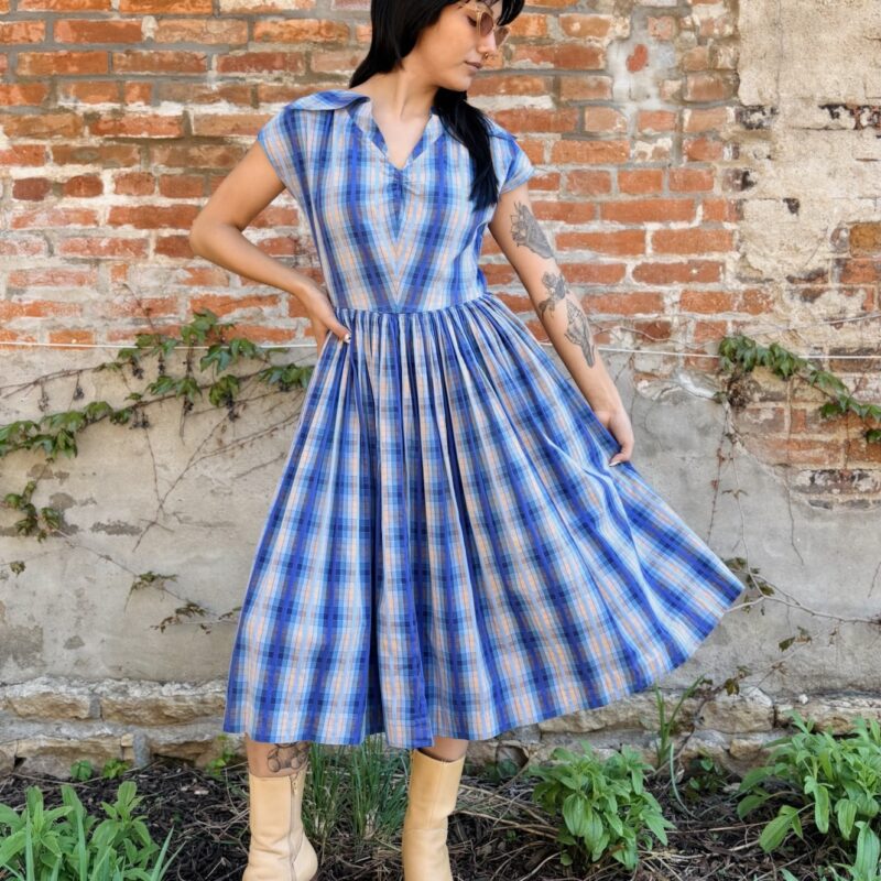 1950s plaid fit & flare dress