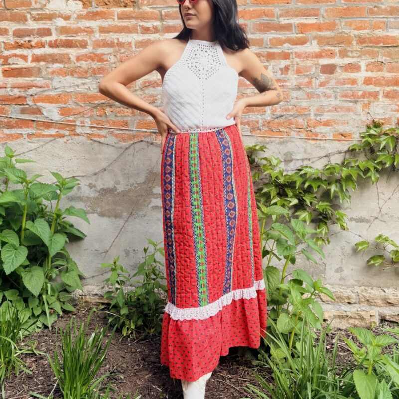 1970s quilted prairie skirt