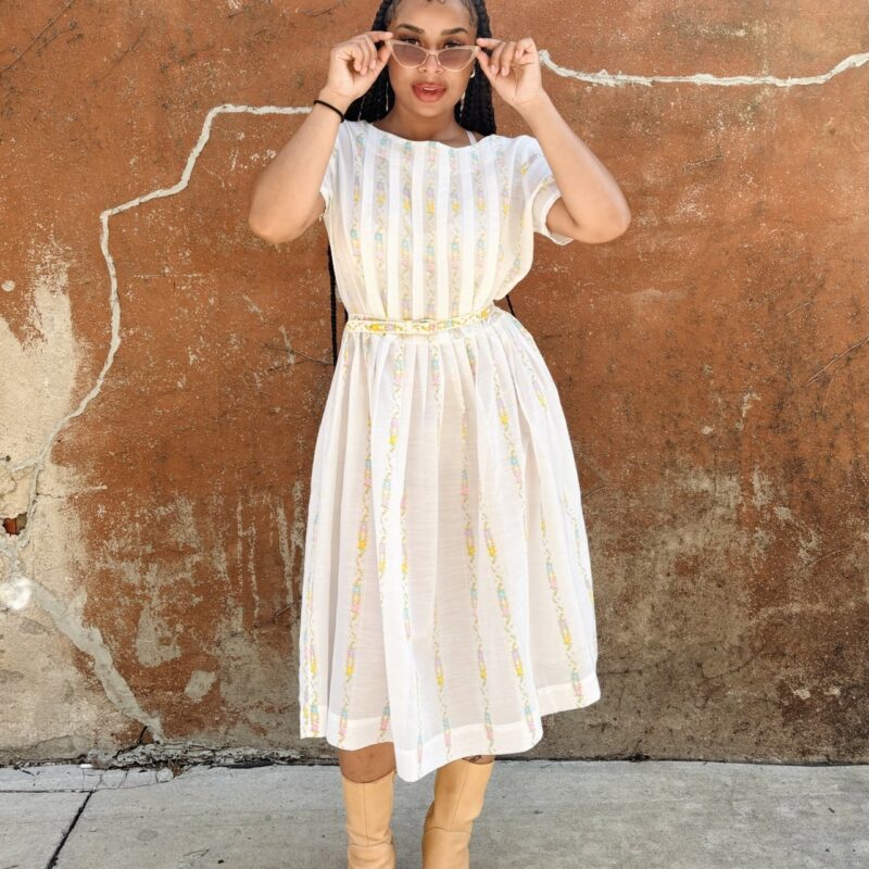 1950s floral striped dress
