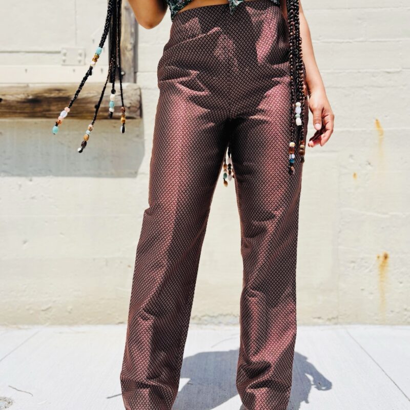 1990s maroon diamond print pants, size 28”
