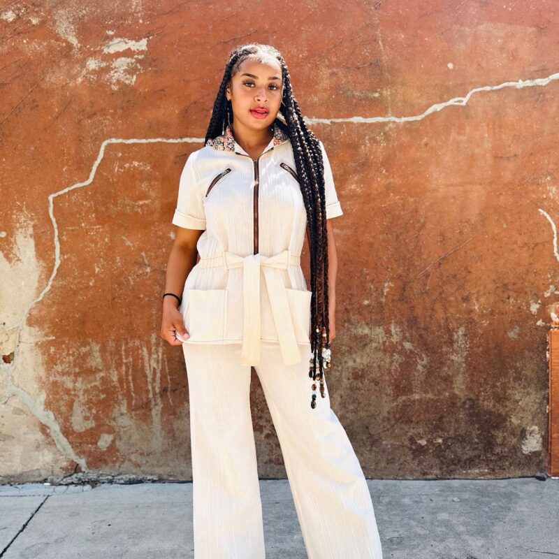 1970s hooded top & pants set