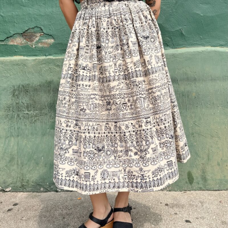 1950s Antiquity, Post Office Novelty Skirt, Size 26”