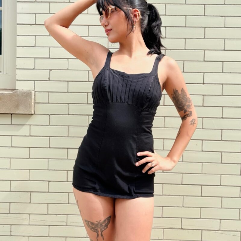 1950s black retro swimsuit