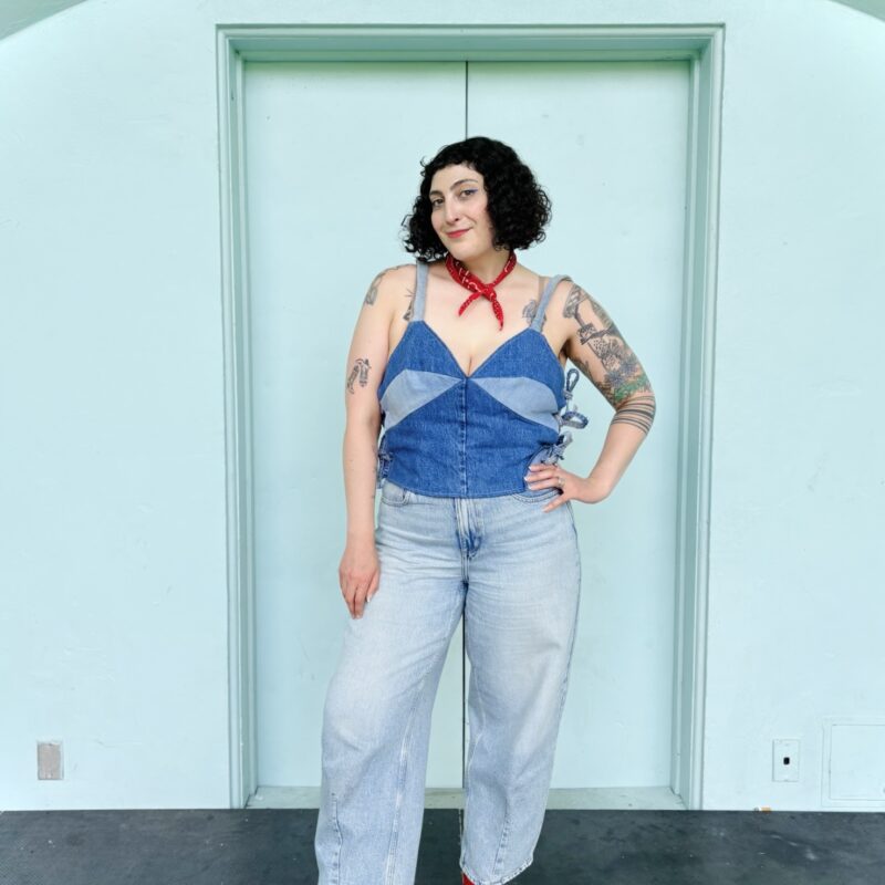 TSE x Olivia Fife Two-Tone Top with side Ties
