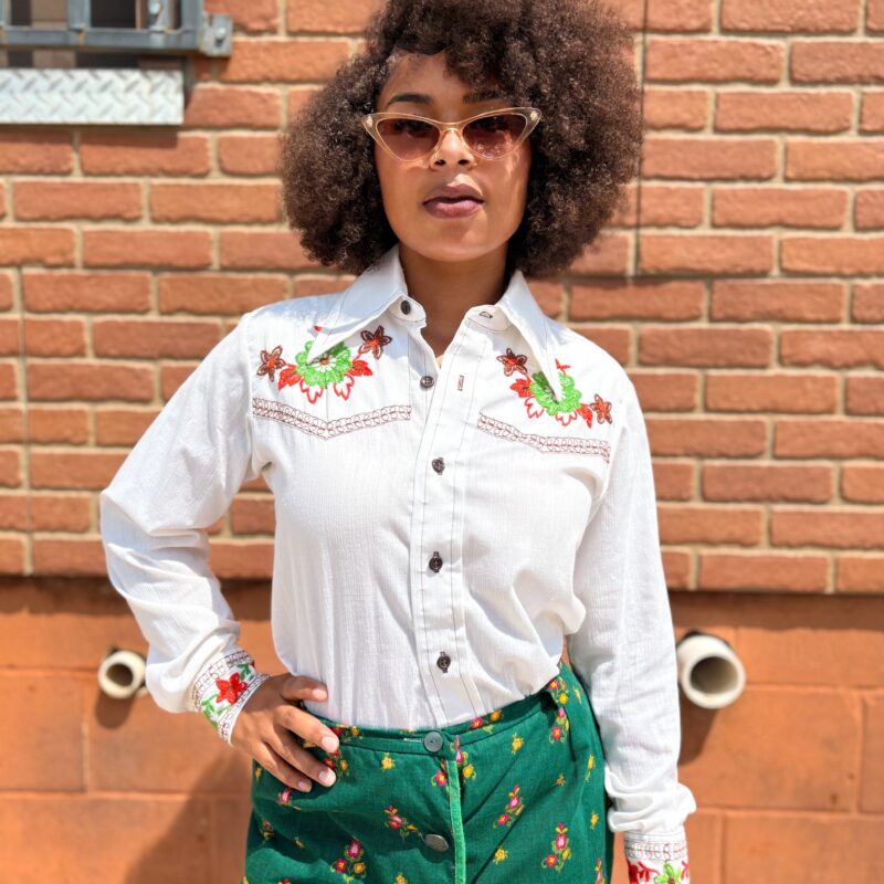 1970s floral embroidered shirt