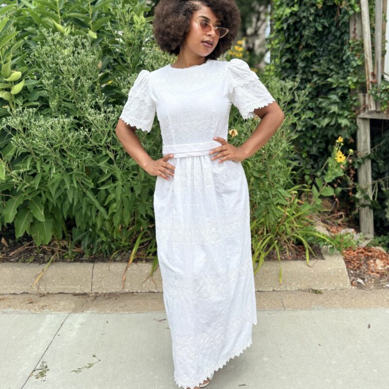 70s/80s white, eyelet lace dress
