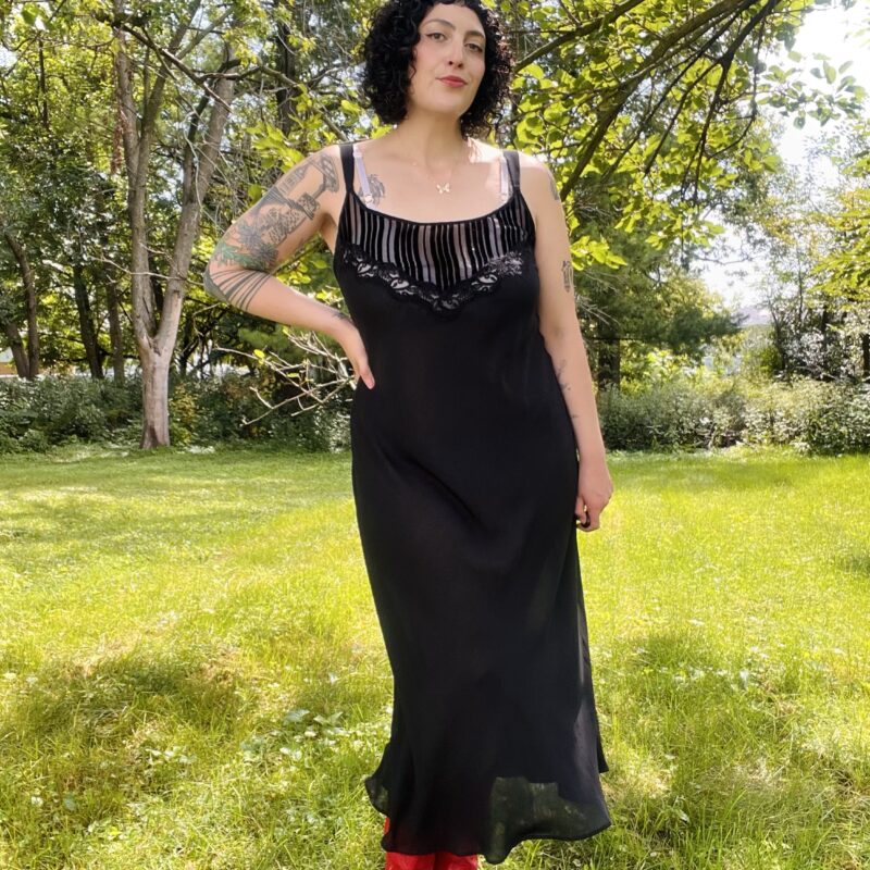 90s black lingerie dress