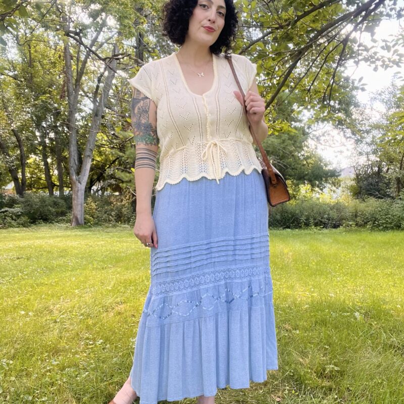 1990s blue prairie skirt