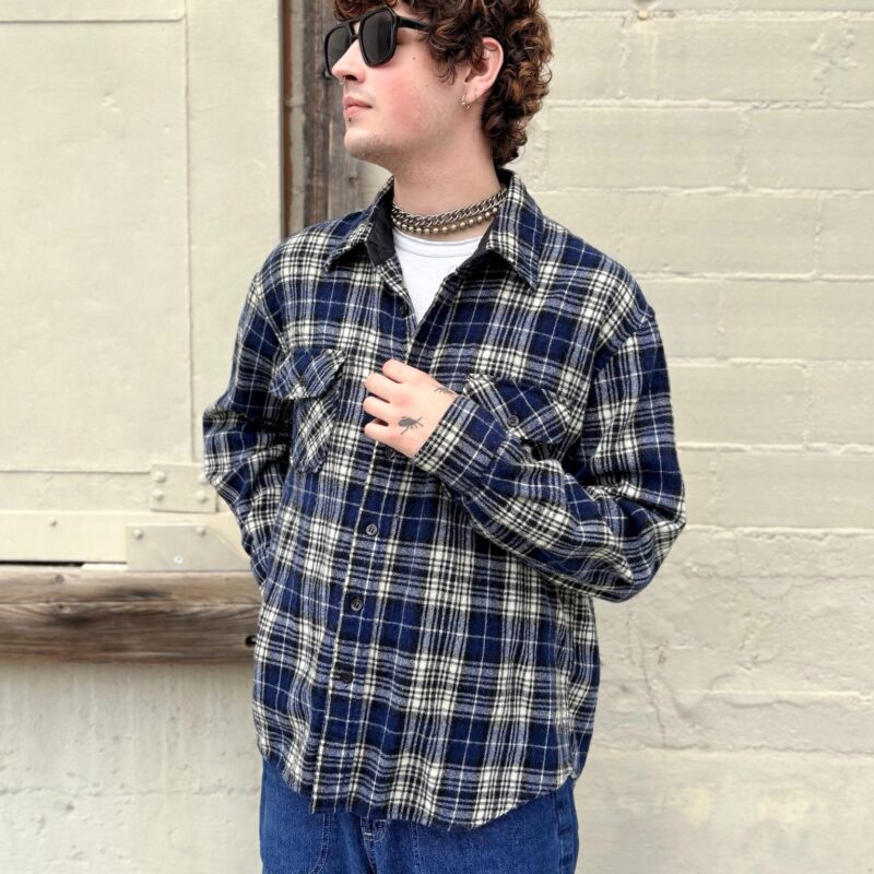 1970s blue wool flannel shirt