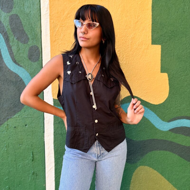 1980s western studded vest