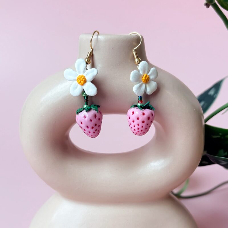 TSE x Sam Roberts pink strawberry flower earrings