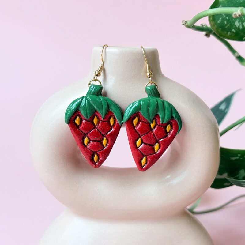 TSE x Sam Roberts red strawberry earrings