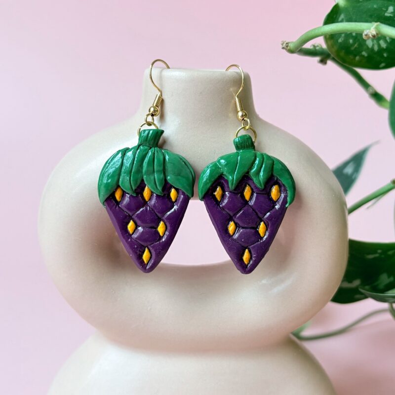 TSE x Sam Roberts purple strawberry earrings