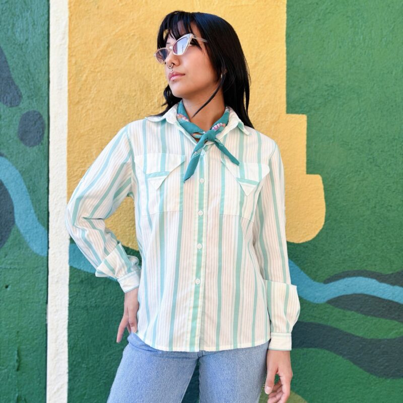1980s turquoise striped shirt