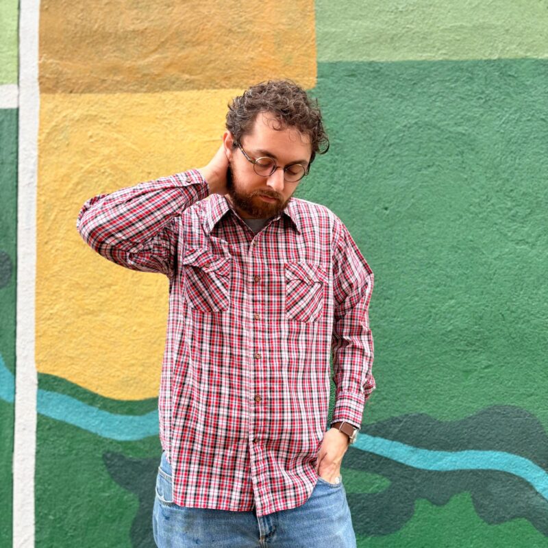 70s/80s red plaid shirt
