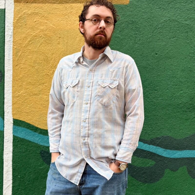 1980s Plaid Pastel Western Shirt